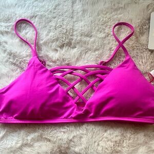 l*space Jamie Strappy Lattice Bikini Top NWT - Fuchsia